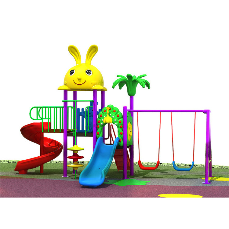 Multifunctional children outdoor play area playground wholesale daycare kids plastic slide swing set for sale equipment