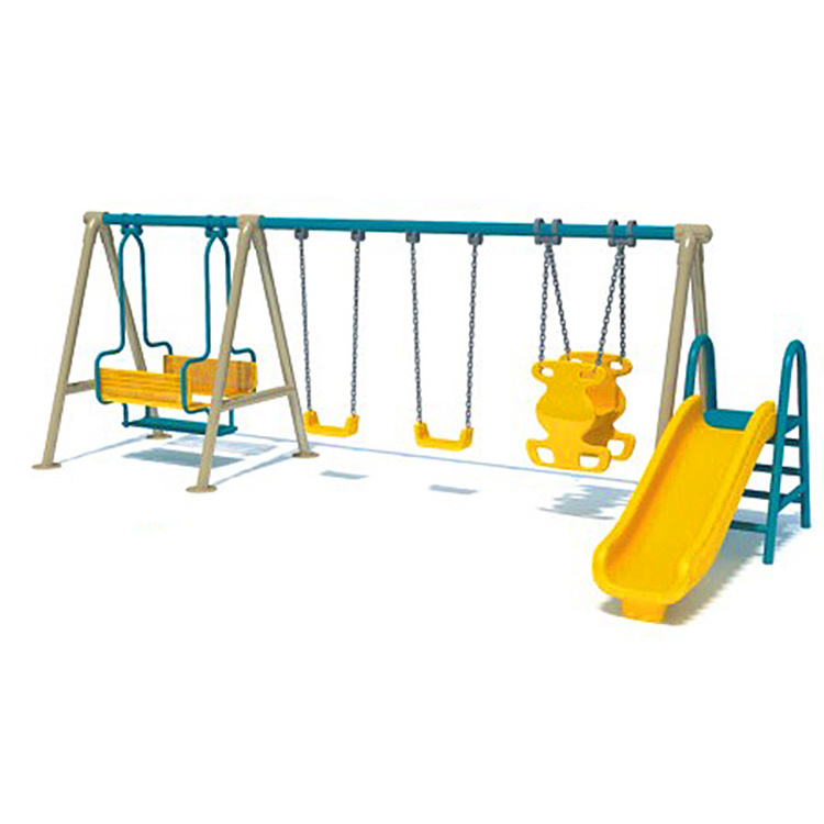 Outdoor Playground Swing and Slide for Kids Combination Metal Swing Slide