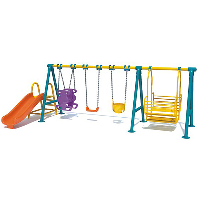 Outdoor Playground Swing and Slide for Kids Combination Metal Swing Slide