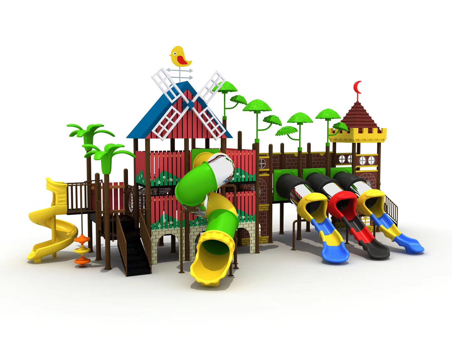 high quality outdoor backyard playground plastic swings and slides for kids playground comercial