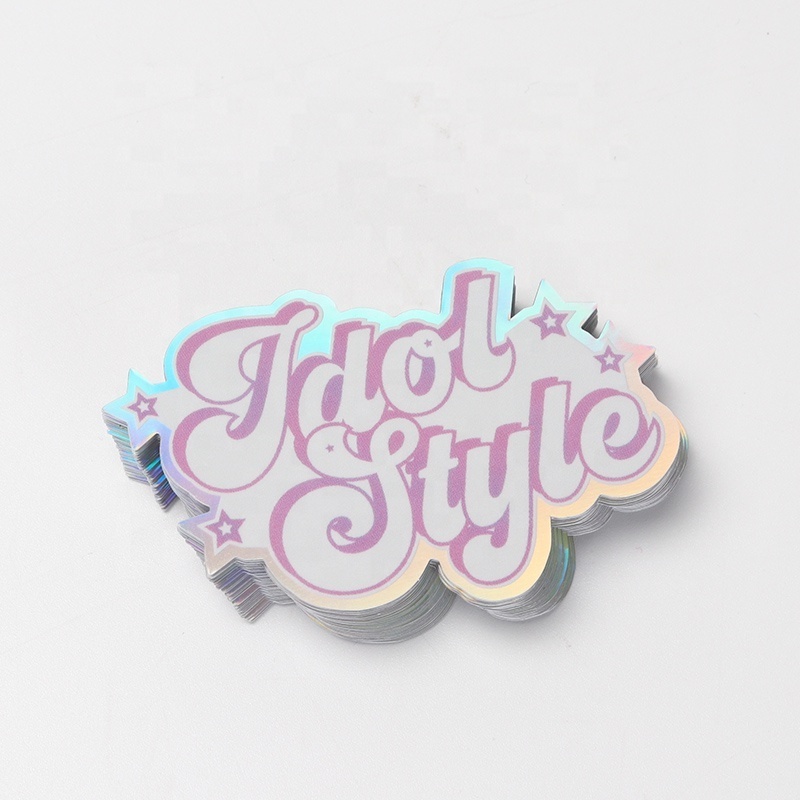 Custom printing high quality cute love laser pp sticker die cut label/sticker