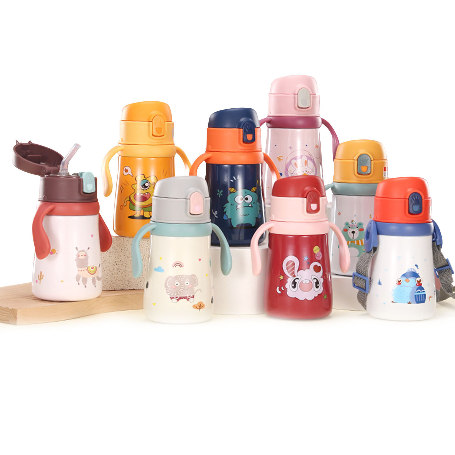 Children 360Ml Double Wall Stainless Steel Insulated Kid Girl Water Bottle With Lid Straw