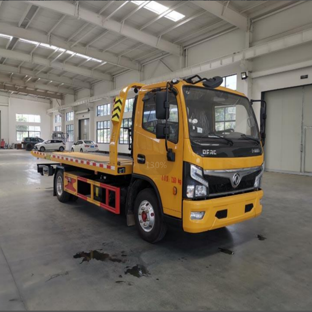 Dongfeng 4x2 Flatbed Tow Truck Wrecker Truck 5-6M Length 5T Recovery Truck Full-down Bed