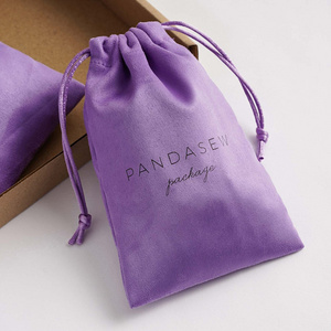 PandaSew Luxury Personalized Logo Jewelry Package Necklace Bracelet Drawstring Bag Suede Jewelry Pouch