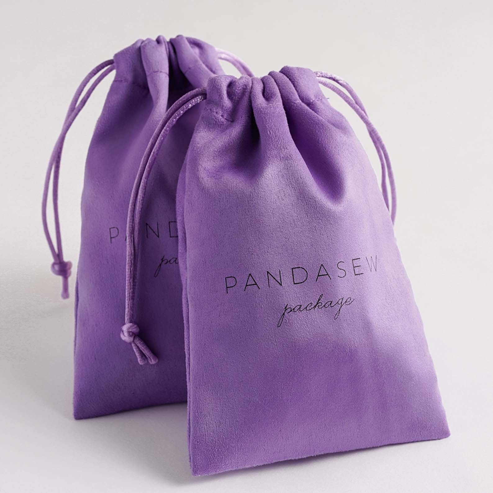 PandaSew Luxury Personalized Logo Jewelry Package Necklace Bracelet Drawstring Bag Suede Jewelry Pouch