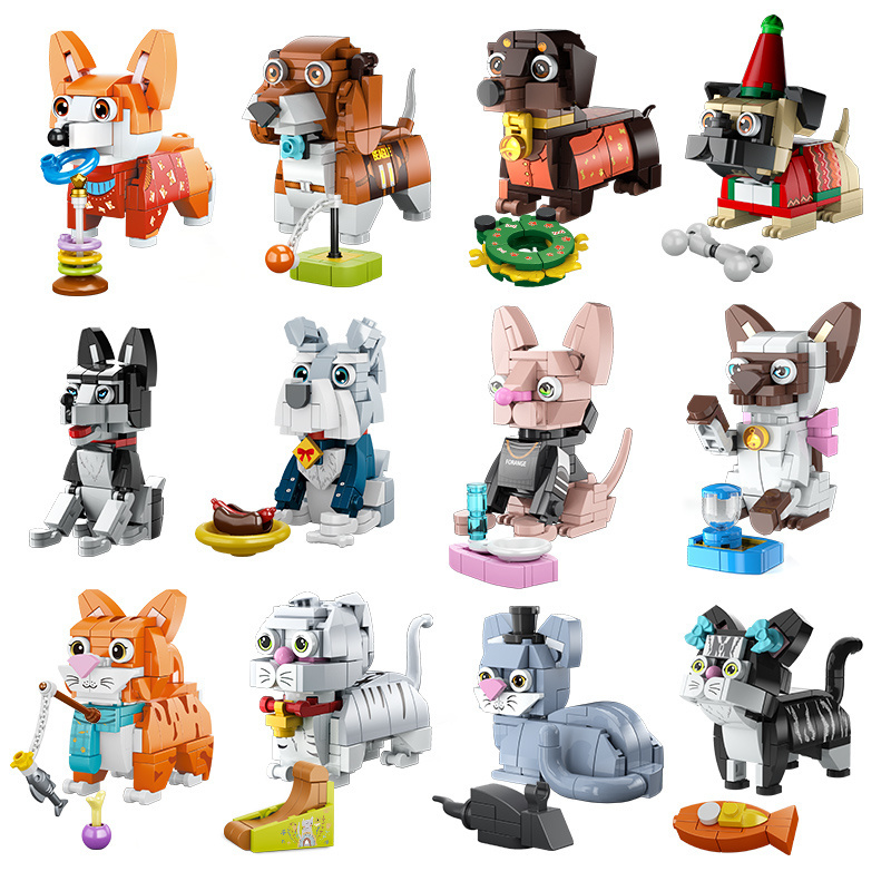 Mini Animal DOG CAT Building Block Toy kid PET  3D Pluzz Brick Block Ggift Educational toys computer Table ornament Decoration