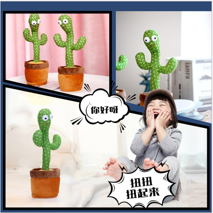 Talking Cactus Dancing Toys Speaking Repeat Rechargeable Electronic Plush Toys Twisting Singing Dancer Wireless Talking Cactus