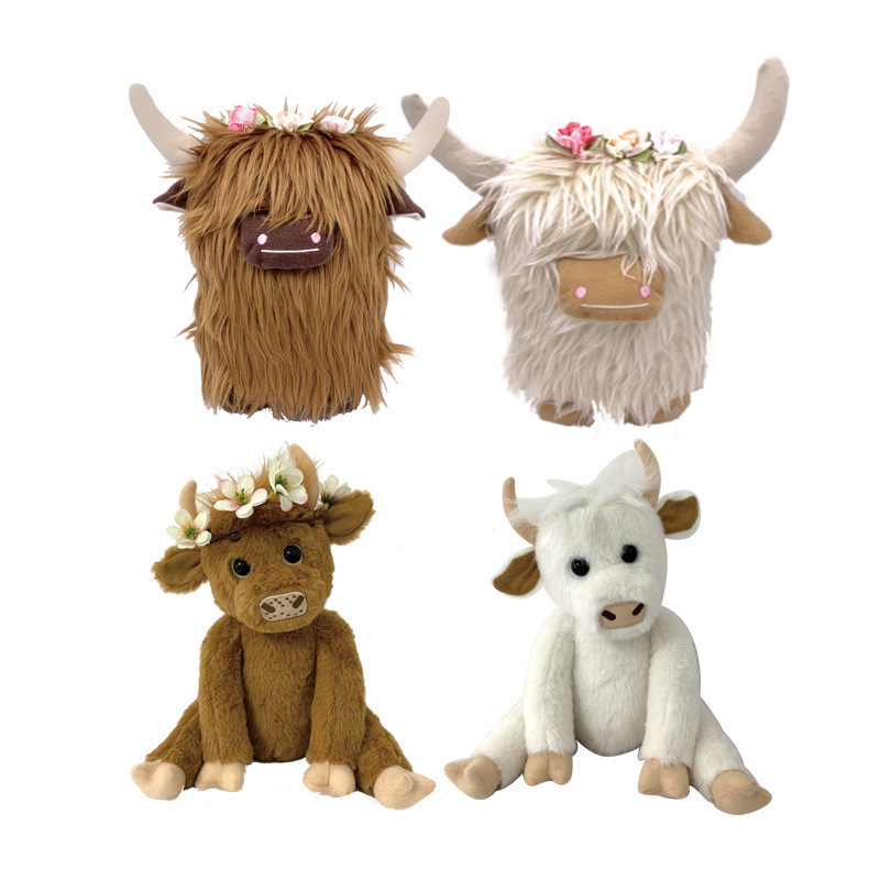 Fashion Highland Cow Soft Plush Cute Yak Doll Scottish Highland Cow Plush Toy Custom Fluffy Highland Cow Stuffed Animal Plushie