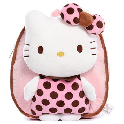 Hot Sell Lovely Pink Kitty Plush Backpack Kids Plush Bag Animal Backpack 26CM Cute KT Anime Backpack Kitty Kawaii Plush Bag