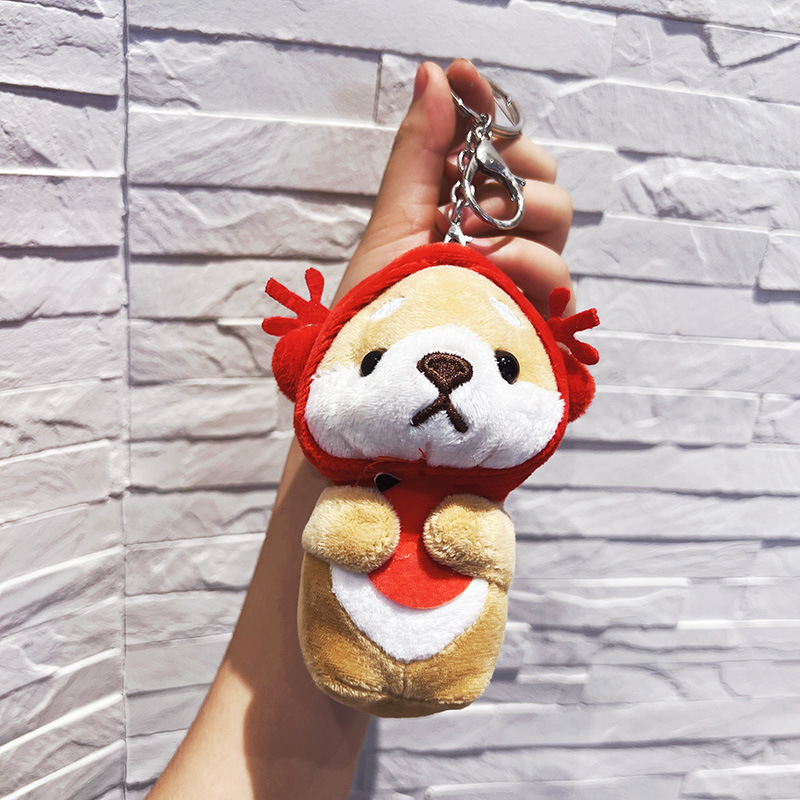 Wholesale cute mini keychain plush toys kawaii backpack pendant stuffed cute dog keychains hanging Akita dog bag plush toy