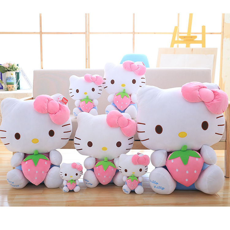 Strawberry Kt Cat Doll Hi Kitty Plush Toy Xmas Peluche Christmas Hi the Kitty Plush Toys Kt Cats Easter Kitty Stuffed Dolls