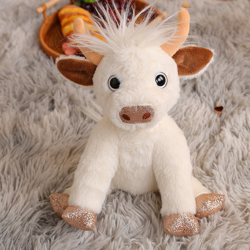 Cute Animal Stuffed Plush Doll Toys Sitting Yak Cow Plush Doll Toy soft Highland Cow sitting animal plush doll For XMAS gifts