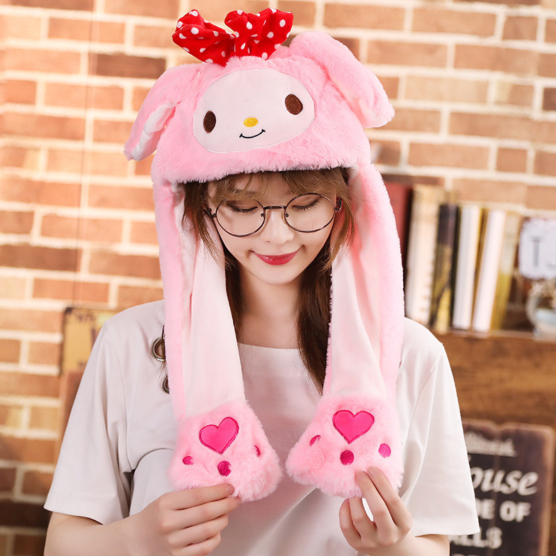 2024 Wholesale Pikachu pokemoned Custom Ears Moving Rabbit Creative Airbag Cartoon Children Adult Funny Animal stitch Hats