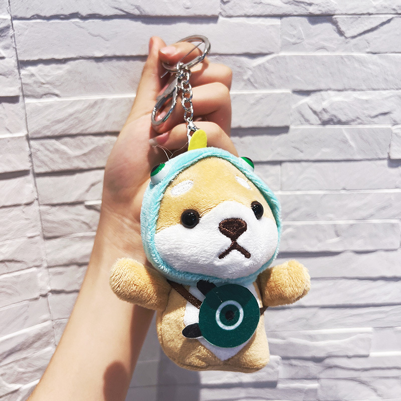 Wholesale cute mini keychain plush toys kawaii backpack pendant stuffed cute dog keychains hanging Akita dog bag plush toy