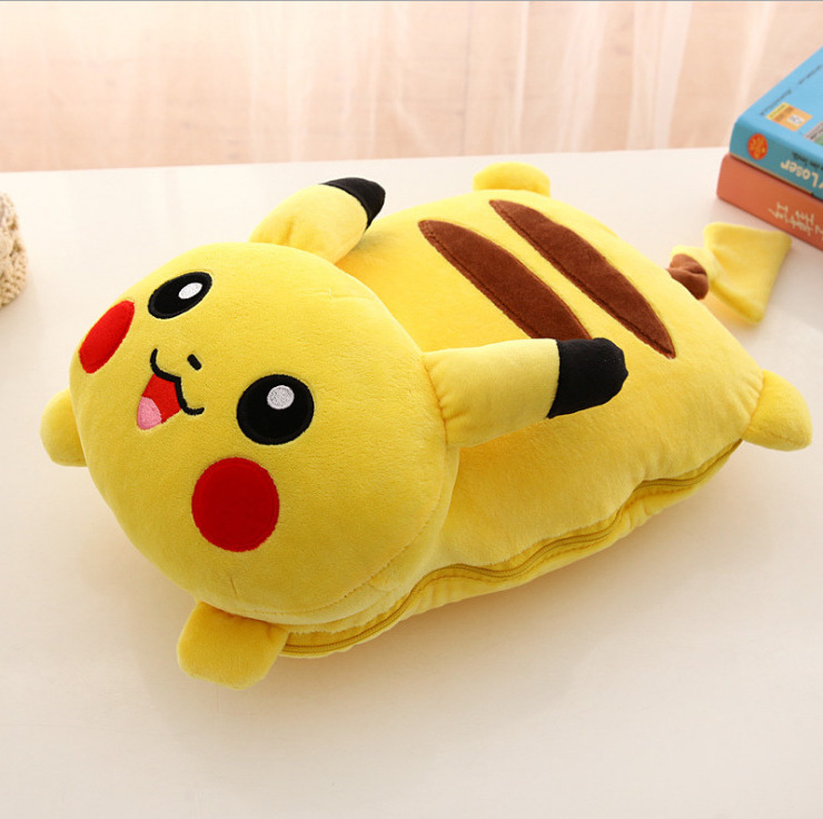 Cheapest animal Hi kitty Pikachu Stitch Plush blanket baby Kt Cat Pokemoned blanket with animal head plush toy plush pillow