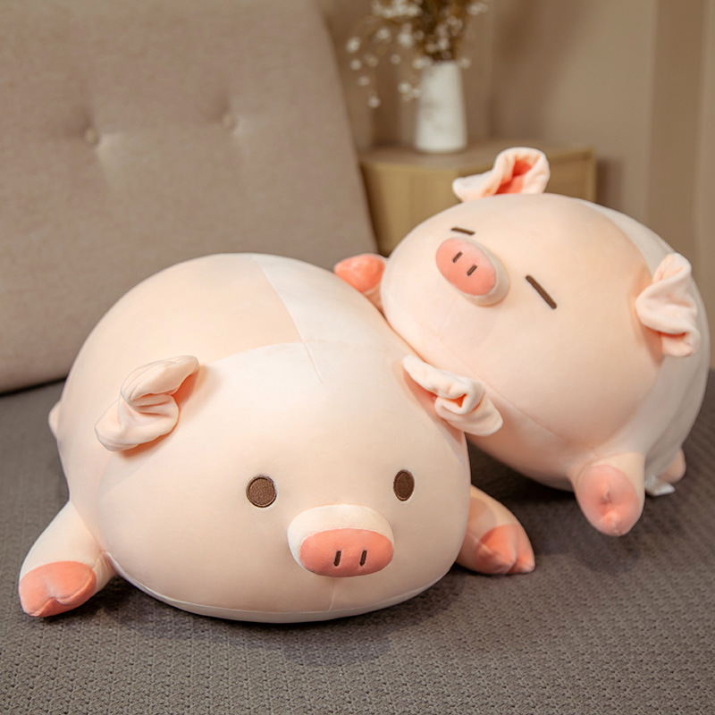 Wholesale Custom Cute Fat Harf Round Shaped Farm Animal Stuffed Toys 40/50cm Squishy Pig Stuffed Doll Lying Plush Piggy Toy