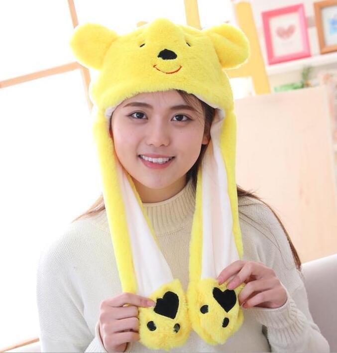 2024 Wholesale Pikachu pokemoned Custom Ears Moving Rabbit Creative Airbag Cartoon Children Adult Funny Animal stitch Hats