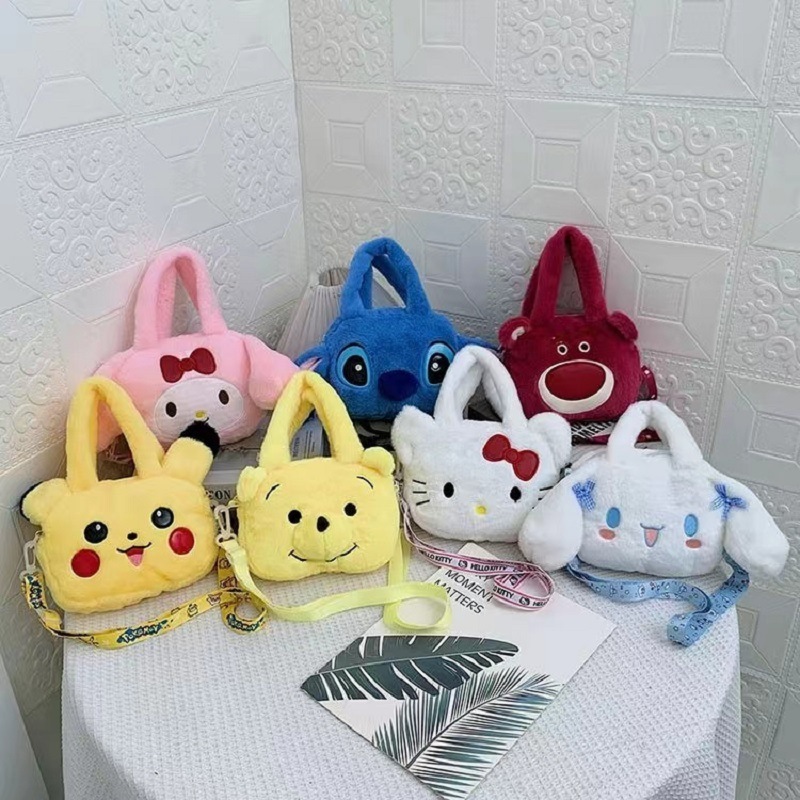 Girl Hello Kt Cat Bag Coin Purse Hello KT Plush Bags Christmas Hi Cat Plush Backpack Kt Cartoon Easter Cat Stuffed Shoulder Bag