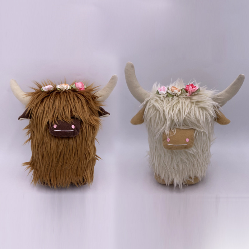 Fashion Highland Cow Soft Plush Cute Yak Doll Scottish Highland Cow Plush Toy Custom Fluffy Highland Cow Stuffed Animal Plushie