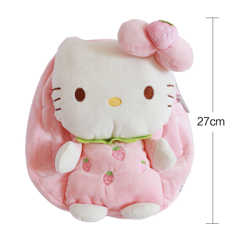 Hot Sell Lovely Pink Kitty Plush Backpack Kids Plush Bag Animal Backpack 26CM Cute KT Anime Backpack Kitty Kawaii Plush Bag