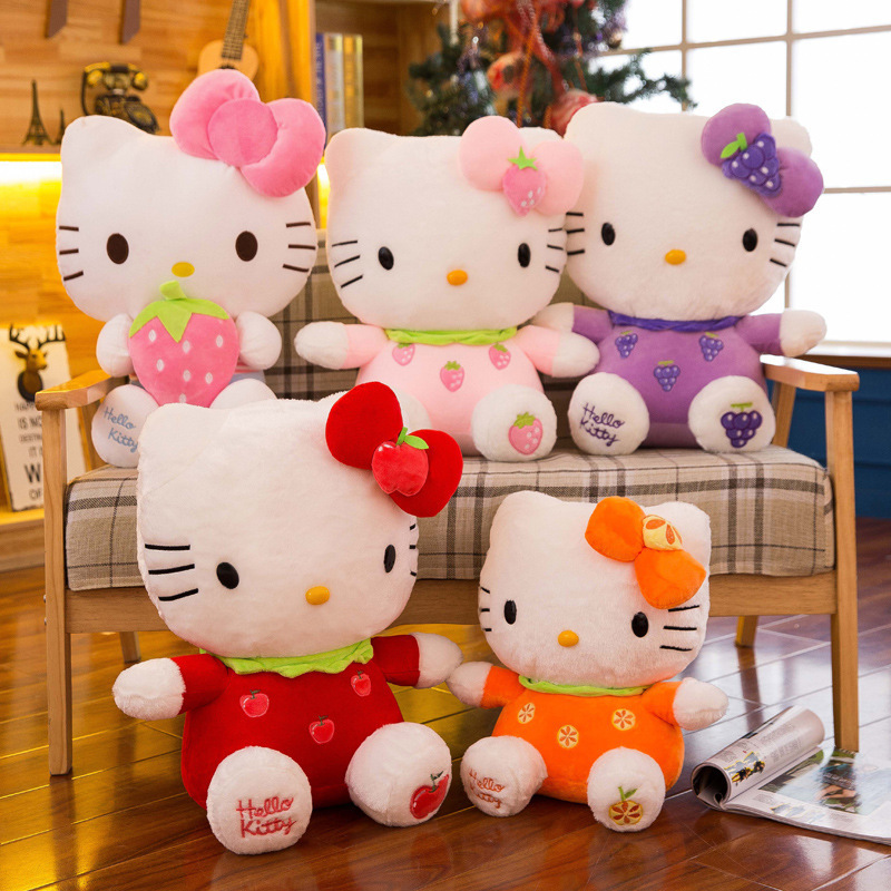 Wholesale Kitty Plush Toy Anime Cartoon Creative Fruit plush Toy Stuffed Kawaii Fluffy Kt cat Doll Pillow Plush Toys