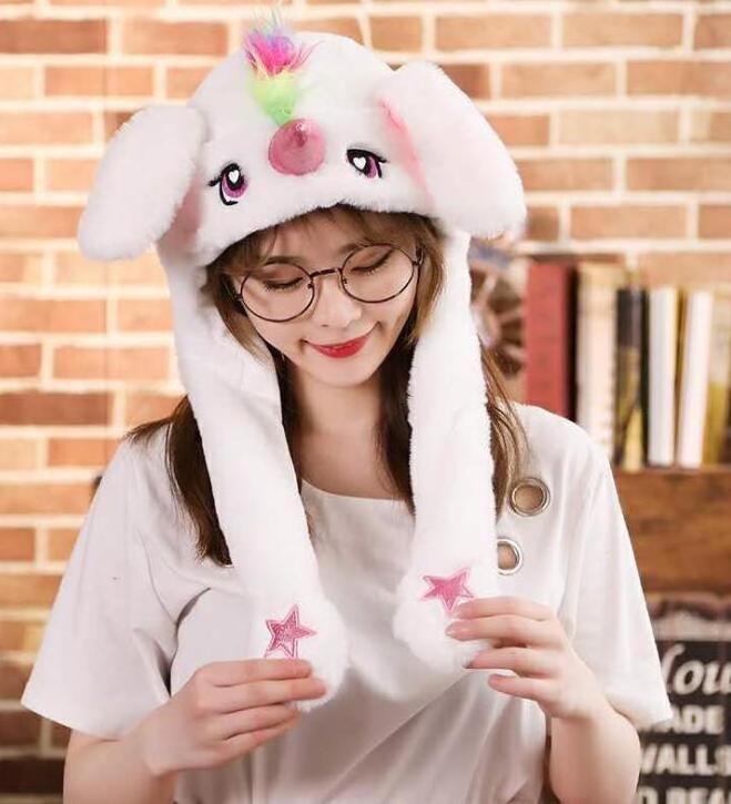 2024 Wholesale Pikachu pokemoned Custom Ears Moving Rabbit Creative Airbag Cartoon Children Adult Funny Animal stitch Hats