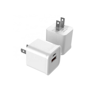 OEM Type-C 20W Charger QC 3.0 PD3.0 Adaptive Fast Charging USB Mobile Phone Charger Dual Port Wall Travel Charger