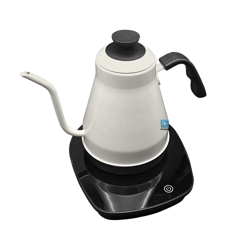 Electric Pour-over Kettle For Coffee And Tea, Ceramic White, Variable Temperature Control, 1200 Watt Quick Heating