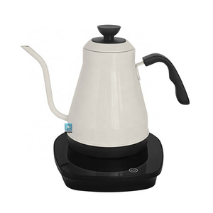 Electric Pour-over Kettle For Coffee And Tea, Ceramic White, Variable Temperature Control, 1200 Watt Quick Heating