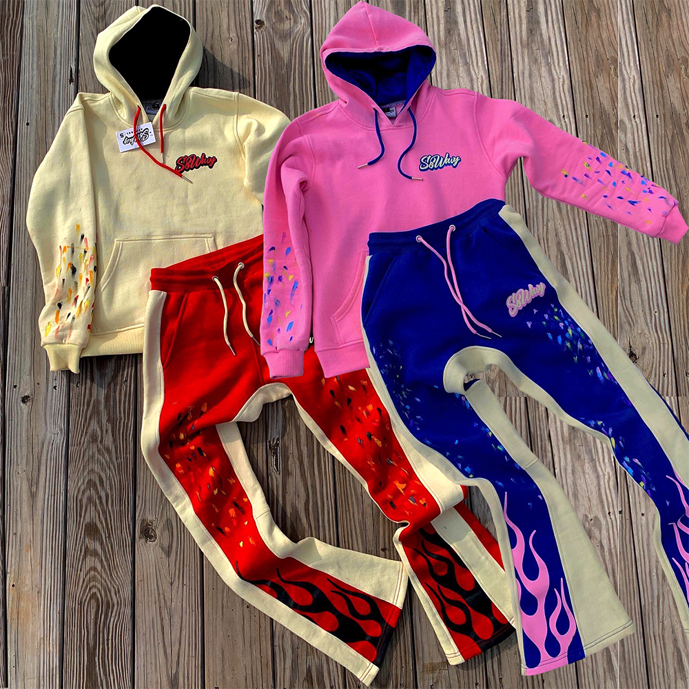 Flared Tracksuits Customize Puff Printing Winter Tracksuit with Your Logo. Everything Tailored to Your Requirements.