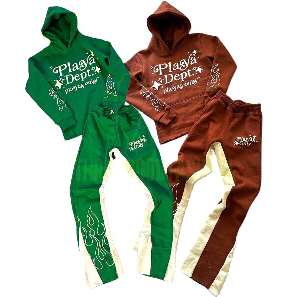 Flared Tracksuits Customize Puff Printing Winter Tracksuit with Your Logo. Everything Tailored to Your Requirements.