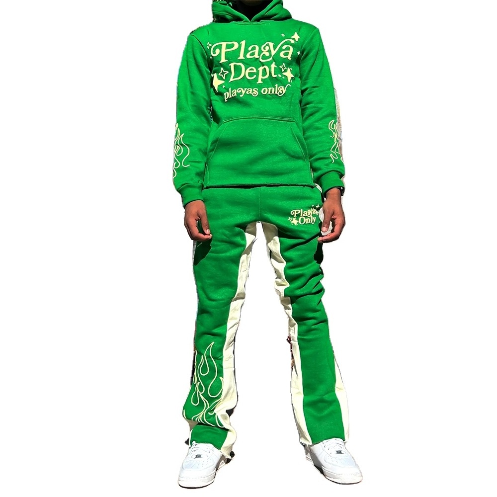 Flared Tracksuits Customize Puff Printing Winter Tracksuit with Your Logo. Everything Tailored to Your Requirements.