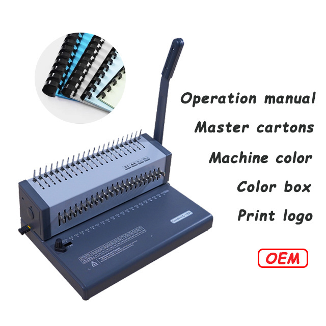 C18A Hot Sale Office Plastic Comb Calendar book Binding machine A4 Size Plastic Comb Binder 21 Holes punching machine