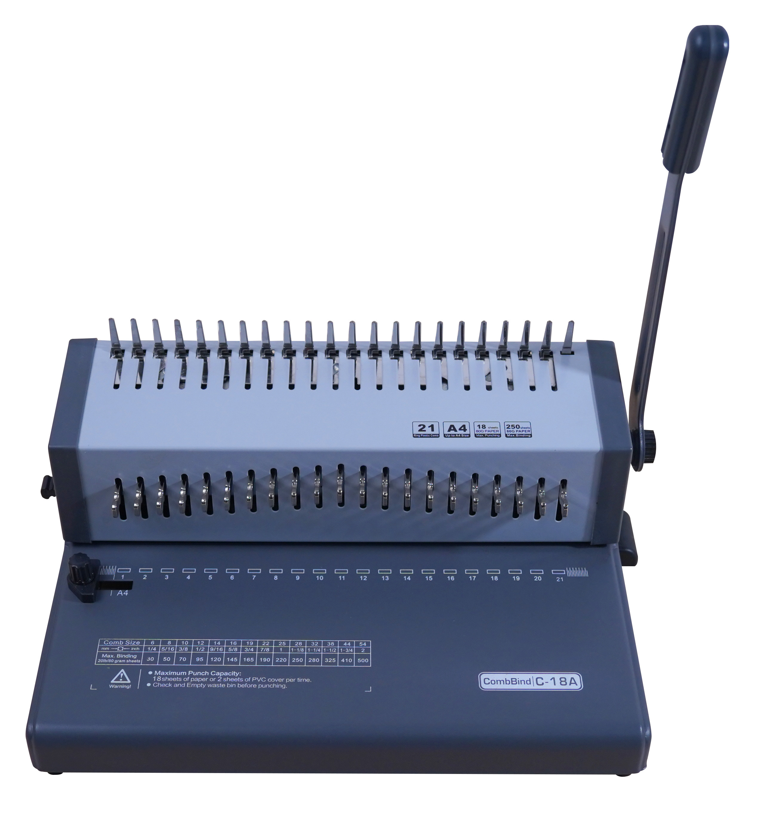 C18A Hot Sale Office Plastic Comb Calendar book Binding machine A4 Size Plastic Comb Binder 21 Holes punching machine