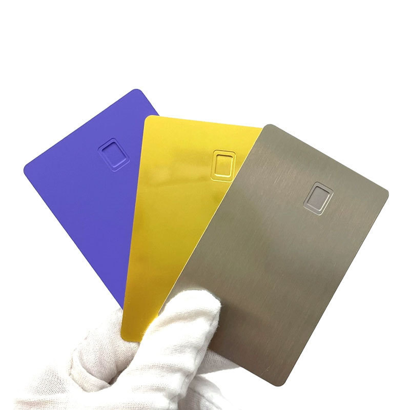 Stainless steel metal chip contact Member Magnetic Strip Express card Blank brushed metal credit card