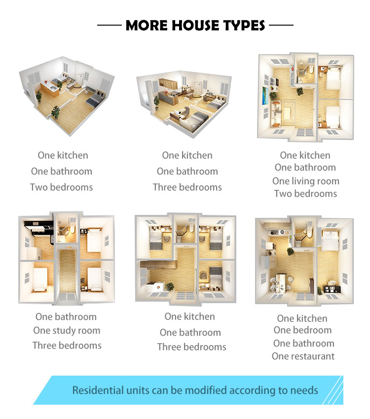 Expandable House Modular Tiny Prefabricated 20 Ft/40 Foot Container Plans 40 Ft Expandable Container House with 3 Bedroom Home