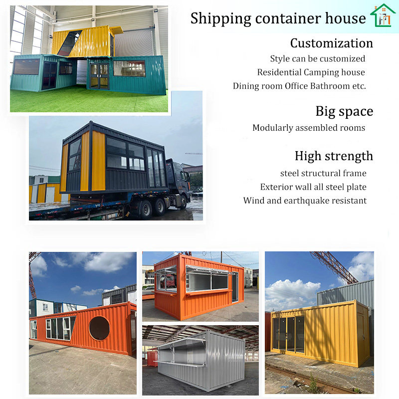 Luxury 20ft Shipping Container Homes Fast Installation Flat Pack Container Prefabricated House Coffee Cafe Shop Bar