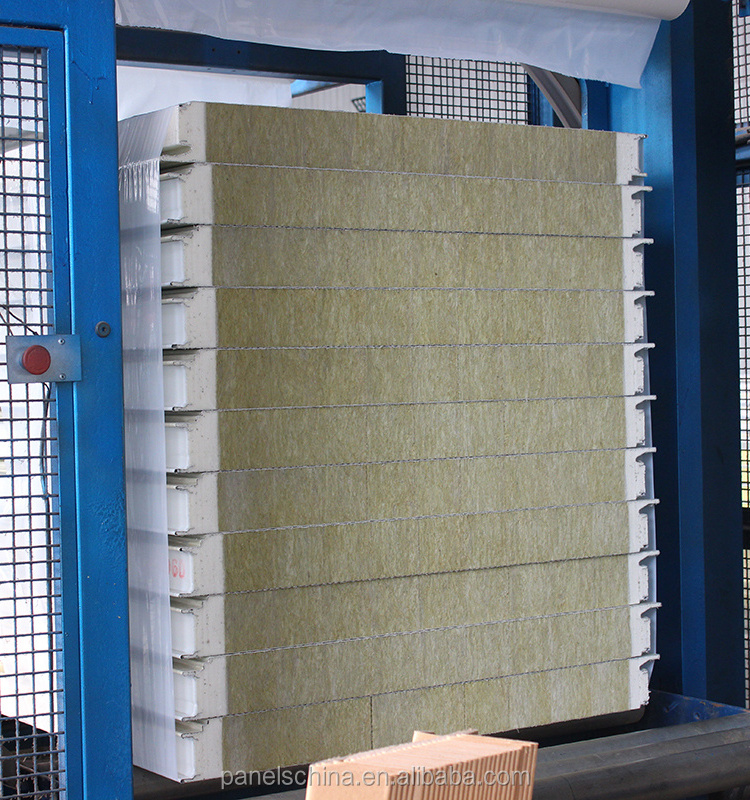 Good Stability 50mm Thickness Rock Wool Sandwich Panel Sandwich Panel Fireproof Wall/Roof Panel