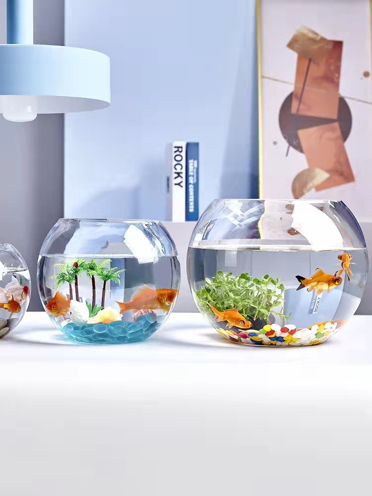 Factory sale 4-20 inch round cold cut clear glass fish bowl for home decoration