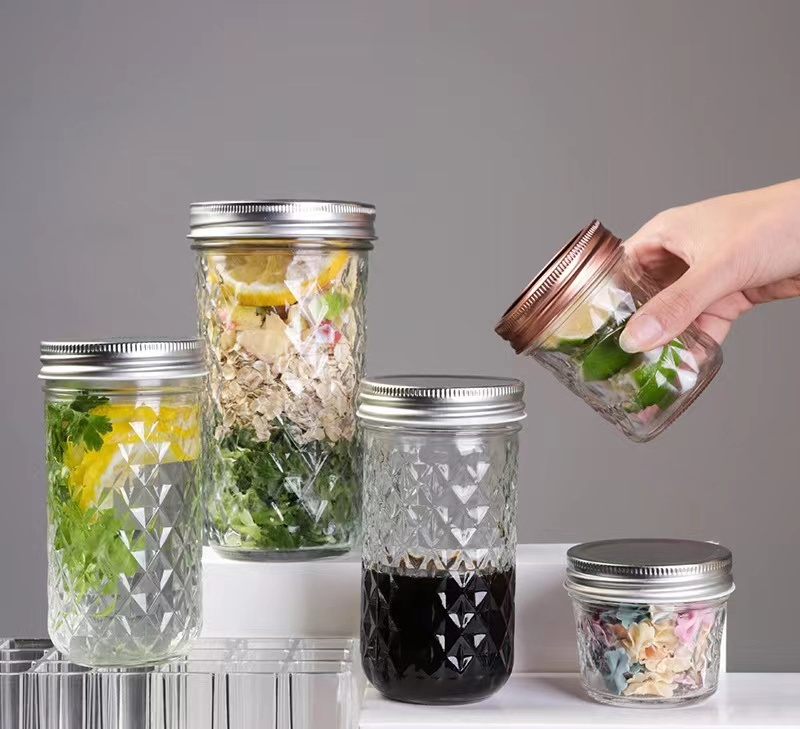 Mason Jars With Silver Lids Canning Storage  Jars For Jelly Jam Honey Pickles Spice Glass Jars