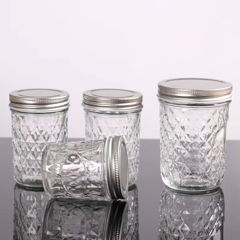 Mason Jars With Silver Lids Canning Storage  Jars For Jelly Jam Honey Pickles Spice Glass Jars