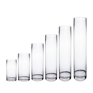 30 40 50 60cm Height 10 20 25 30cm Large Big Clear Floor Flower Cylinder Tall Glass Vase For Wedding