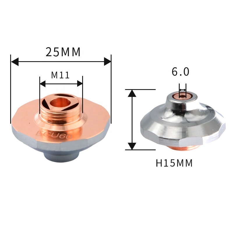 Pangolin ECU Chrome-plated Layers Dia.25 Caliber 4.0 6.0 10.0mm Fiber Cutting Head Laser Nozzle For Precitec Laser Head