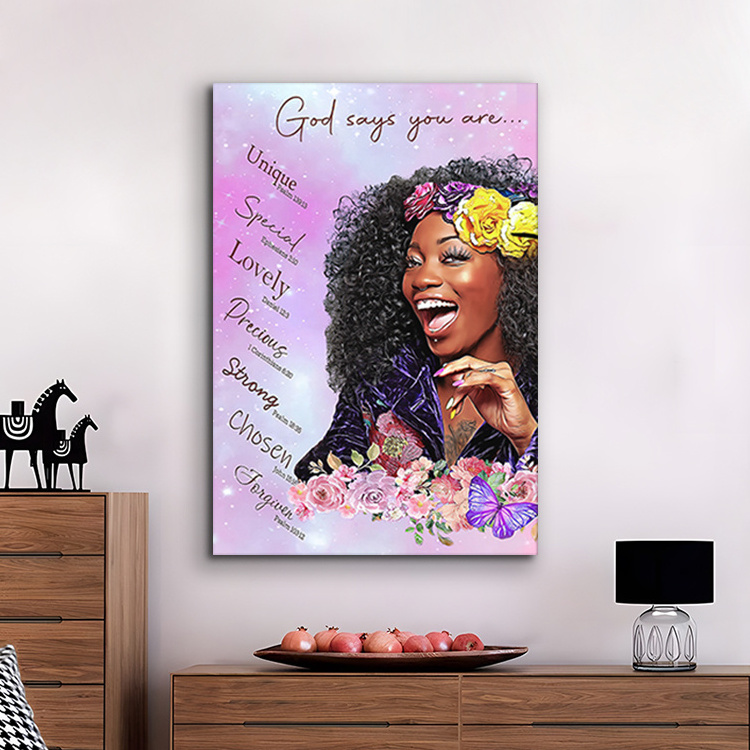 Fashion Girl Wall art  decoration Motivational words canvas painting african art paintings for decoration