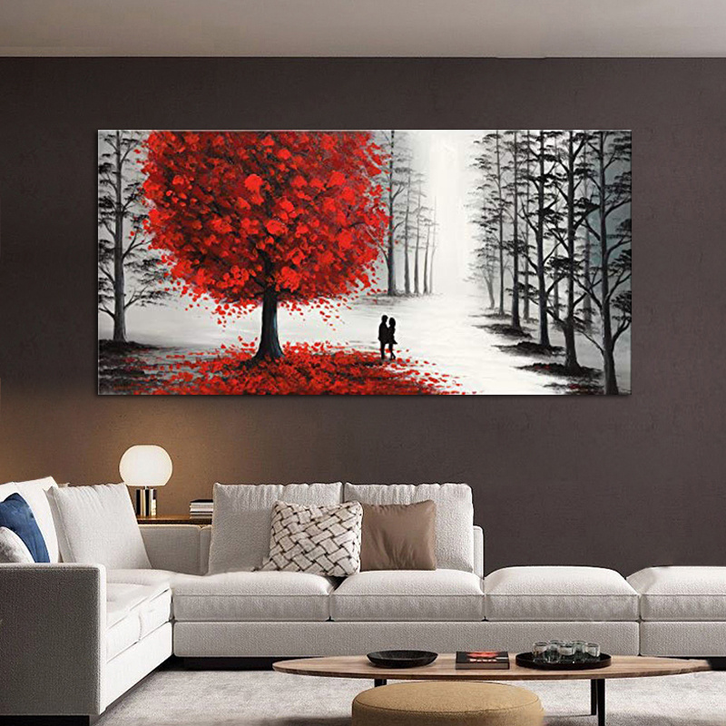 Modern abstract paintings black and white posters red tree art couple posters love wall pictures for living room home decor