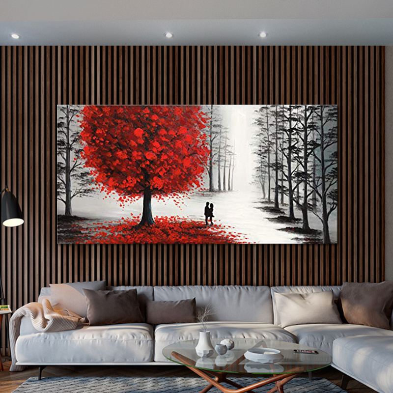 Modern abstract paintings black and white posters red tree art couple posters love wall pictures for living room home decor