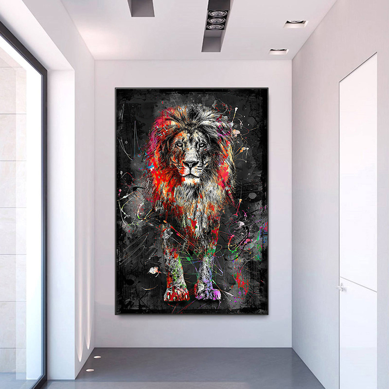 Digital printing photo canvas painting big lion animal art painting on canvas home decoration painting