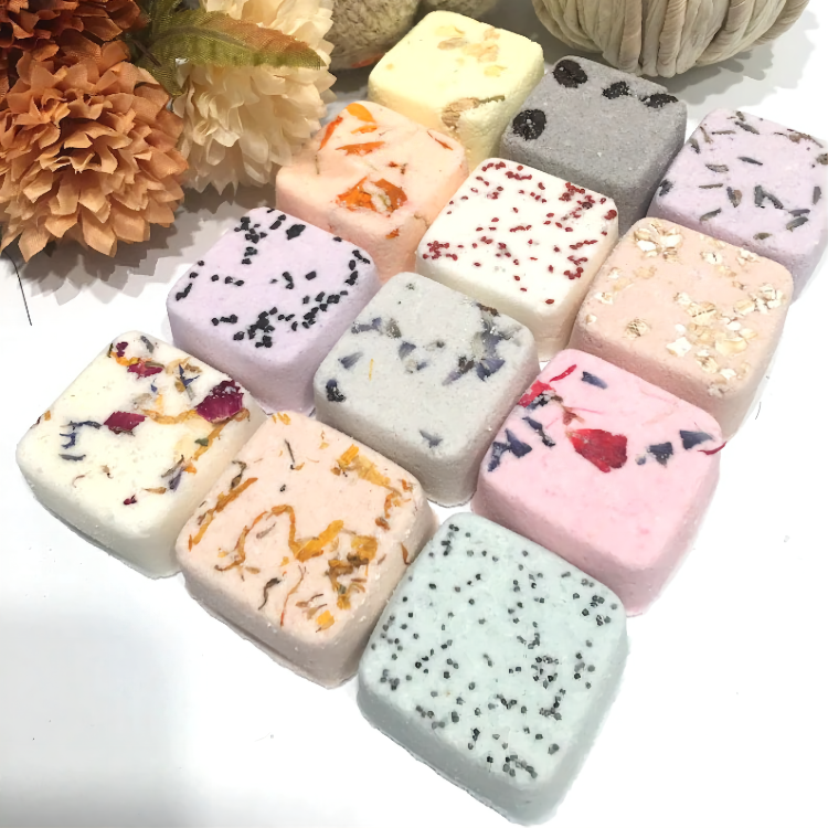 Cubes Shower Steamer with Essential Oils for Spa Gift Set for Personal Care with Dried Flowers Shower Steamers