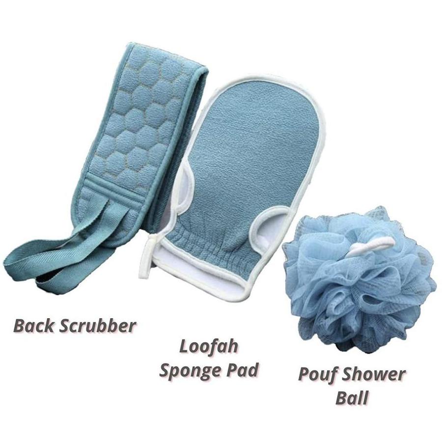 Luxury Men Women Bath Brushes Sponges Scrubbers Bath Towel Set with Back Scrubber,Loofah Sponge Pad,Pouf Shower Ball