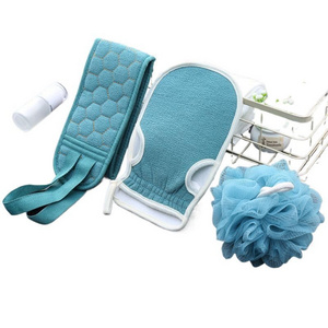 Luxury Men Women Bath Brushes Sponges Scrubbers Bath Towel Set with Back Scrubber,Loofah Sponge Pad,Pouf Shower Ball